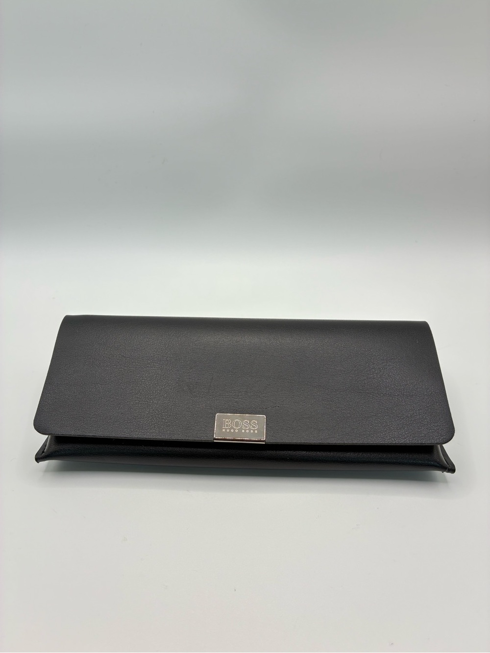 BOSS Black Leather Long Clutch Wallet with Metal Logo